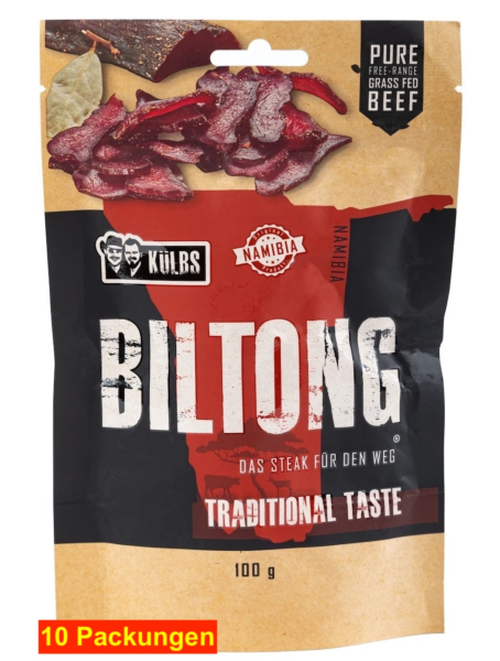 Biltong aus Namibia - 1 kg (10x100 g), 51 % Protein, Beef Jerky, Trockenfleisch