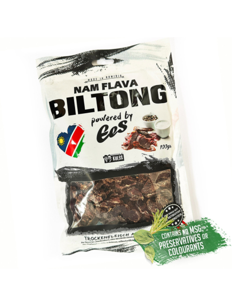 Nam Flava Original Biltong aus Namibia - 100 g, 51 % Protein, Beef Jerky, Trockenfleisch