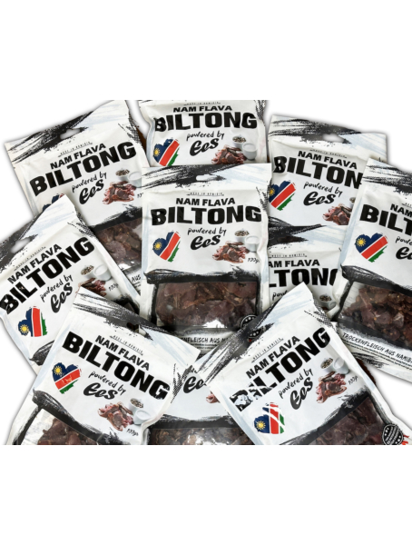 Nam Flava Original Biltong aus Namibia - 1 kg (10x100 g), 51 % Protein, Beef Jerky, Trockenfleisch