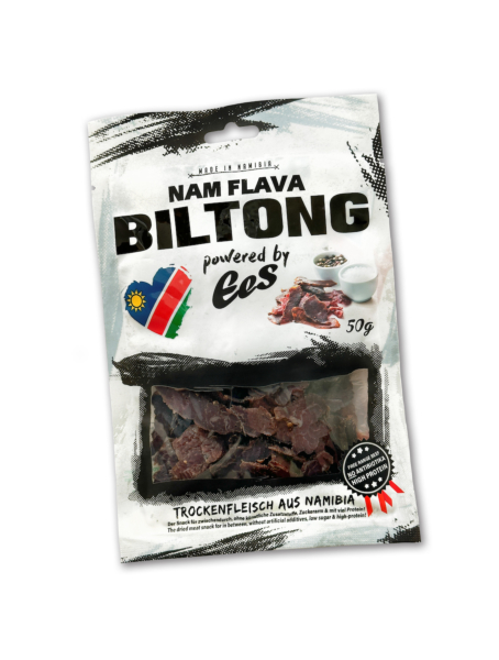 Nam Flava Original Biltong aus Namibia - 50 g, 51 % Protein, Beef Jerky, Trockenfleisch