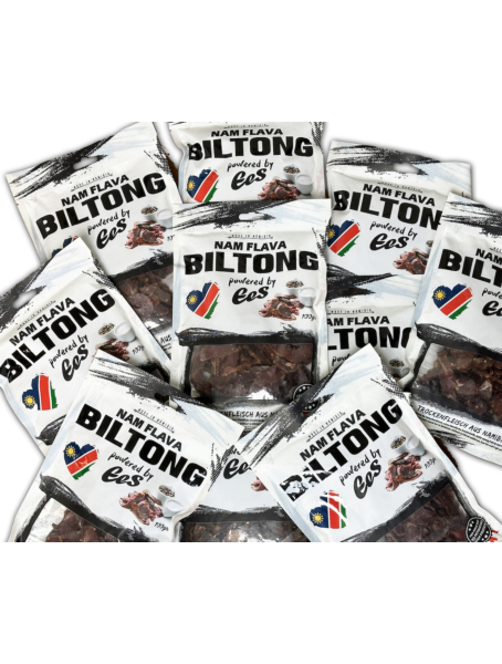 Nam Flava Original Biltong aus Namibia - 1 kg (10x100 g), 51 % Protein, Trockenfleisch